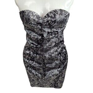 VTG JUMP Apparel By Wendye C Dress Strapless Bustier Bodycon Snake Print 3/4 USA